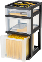 Load image into Gallery viewer, IRIS 3-Drawer File Cart with Organizer Top, Without Wheels, Black