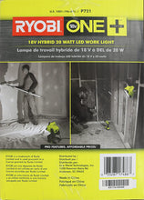 Load image into Gallery viewer, Ryobi P721 One+ 1,800 Lumen 18V Hybrid AC and Lithium Ion Powered Flat Standing LED Work Light with Onboard Mounting Options (Battery and Extension Cord Not Included, Light Only)