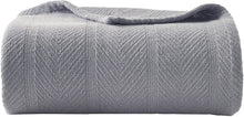 Load image into Gallery viewer, Eddie Bauer 213122 Herringbone Blanket, Twin, Blue Stripe