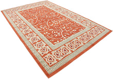 Load image into Gallery viewer, Unique Loom Outdoor Botanical Collection Carved Border Transitional Indoor and Outdoor Flatweave Rust Red   Area Rug (6' 0 x 9' 0)