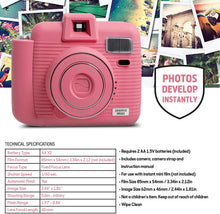 Load image into Gallery viewer, SHARPER IMAGE Instant Camera with Flash and 5 Lighting Modes, Compatible with Instant Mini Film, Prints Photos in Seconds, Capture Memories Indoors or Outdoors! – Pink
