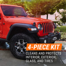 Load image into Gallery viewer, Armor All Car Wash and Cleaner Kit (4 Items) - 2pc Glass Wipes &amp; Protectant with Wax &amp; Wash Concentrate and Tire Shine Foam, 13703C