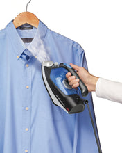 Load image into Gallery viewer, Hamilton Beach Iron 2-in-1 Handheld Iron &amp; Garment Steamer for Clothes with Continuous Steam Nozzle, Nonstick Soleplate, 1200 Watts, Blue/Black (14525)