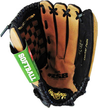 Load image into Gallery viewer, Rawlings Unisex 14 inch Slow Pitch Right Throw Softball Glove, Adult, Black/Tan, 14