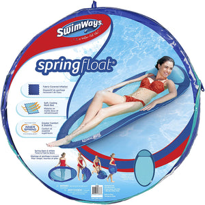 SwimWays Original Spring Float - Floating Swim Hammock for Pool or Lake - Dark Blue/Light Blue