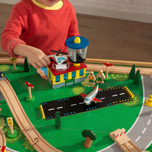 Load image into Gallery viewer, KidKraft Waterfall Mountain Wooden Train Set &amp; Table with 120 Pieces, 3 Storage Bins, Gift for ages 3+
