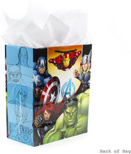 Load image into Gallery viewer, Hallmark 13&quot; Large Avengers Gift Bag with Tissue Paper (Captain America Shield) for Father&#39;s Day, Birthdays, Halloween, Christmas or Any Occasion