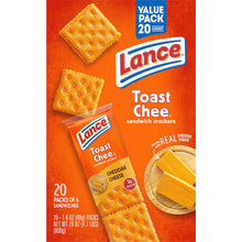 Load image into Gallery viewer, Lance Sandwich Crackers, ToastChee Cheddar, 20 Count Box (Pack of 6)