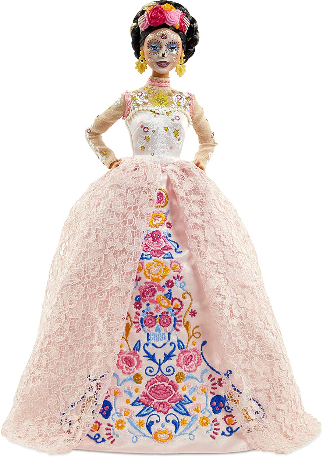 Barbie Signature Dia De Muertos 2020 Doll (12-in Brunette) in Embroidered Lace Dress and Flower Crown, with Certificate of Authenticity