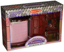 Load image into Gallery viewer, Melissa &amp; Doug Classic Victorian Wooden and Upholstered Dollhouse Bedroom Furniture (5 pcs)