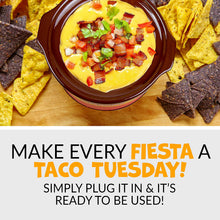 Load image into Gallery viewer, Nostalgia Taco Tuesday Fiesta Slow Cooker With Tempered Glass Lid, Cool-Touch Handles, Removable Round Ceramic Pot, Red