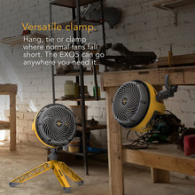 Load image into Gallery viewer, Vornado EXO5 Heavy-Duty Shop Air Circulator Fan with High-Impact Housing, Collapsible Tripod Base, Clamp Attachment