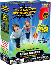 Load image into Gallery viewer, The Original Stomp Rocket Ultra Rocket, 4 Rockets - Outdoor Rocket Toy Gift for Boys and Girls - Comes with Toy Rocket Launcher - Ages 5 Years and Up, Red