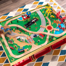 Load image into Gallery viewer, KidKraft Waterfall Mountain Wooden Train Set &amp; Table with 120 Pieces, 3 Storage Bins, Gift for ages 3+