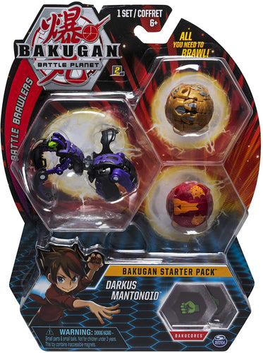 Bakugan Starter Pack 3-Pack, Darkus Mantonoid, Collectible Transforming Creatures, for Ages 6 and Up