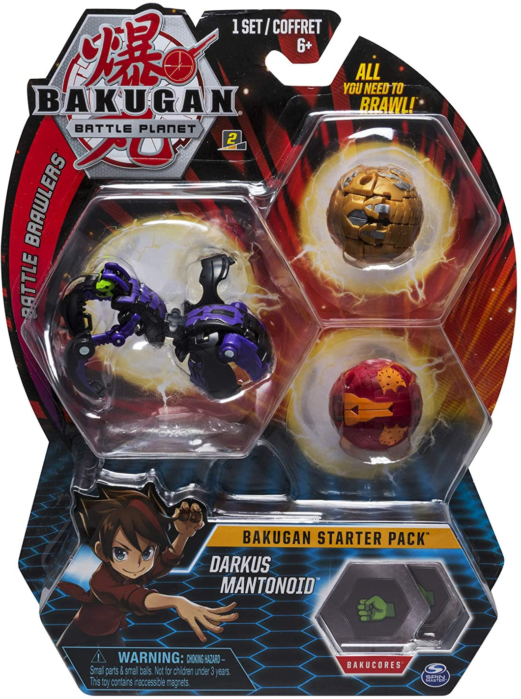 Bakugan Starter Pack 3-Pack, Darkus Mantonoid, Collectible Transforming Creatures, for Ages 6 and Up