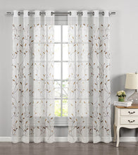 Load image into Gallery viewer, Window Elements Wavy Leaves Embroidered Sheer Grommet Curtain Panel