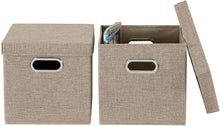Load image into Gallery viewer, Household Essentials Café Cube Bin Storage Set with Lids and Handles