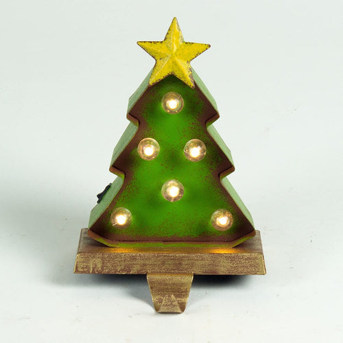 Glitzhome Marquee LED Lighted Christmas Stocking Holder Battery Operated