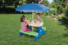 Load image into Gallery viewer, Little Tikes Easy Store Jr. Picnic Table with Umbrella - Blue / Green