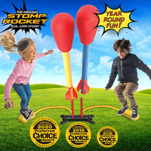 Load image into Gallery viewer, The Original Stomp Rocket Dueling Rockets, 4 Rockets and Rocket Launcher - Outdoor Rocket Toy Gift for Boys and Girls Ages 6 Years and Up - Great for Outdoor Play with friends in the backyard &amp; parks
