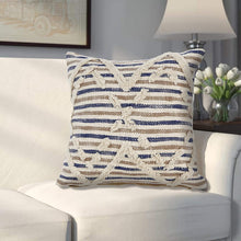 Load image into Gallery viewer, LR Resources PILLO07344BUNIIPL Textured Stripe Throw Pillow, 18" x 18", Blue/Natural
