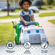 Load image into Gallery viewer, Kid Trax Real Rigs Toddler Recycling Truck Interactive Ride On Toy, Kids Ages 1.5-4 Years, 6 Volt Battery and Charger, Sound Effects, 9 Recycling Accessories Included (KT1535TG) , Green