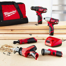 Load image into Gallery viewer, Milwaukee 2498-25 M12 12-Volt Lithium-Ion Cordless Combo Kit (5-Tool) with (2) 1.5Ah Batteries, Charger and Tool Bag