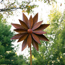 Load image into Gallery viewer, Alpine Corporation NCY354 Alpine Rustic Metal Rudbeckia Windmill Stake, 96 Inch Tall, Rusty