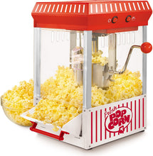 Load image into Gallery viewer, Nostalgia KPM200 2.5-Ounce Tabletop Kettle Popcorn Maker, Makes 10 Cups With Kernel &amp; Oil Measuring Spoons and Scoop, Perfect for Birthday Parties, Movie Nights, Main, White/Red