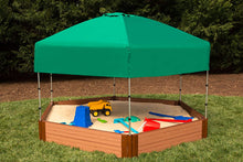Load image into Gallery viewer, Frame It All Tool-Free Classic Sienna 7ft. x 8ft. x 11in. Composite Hexagon Sandbox Kit with Telescoping Canopy/Cover - 2&quot; Profile