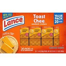 Load image into Gallery viewer, Lance Sandwich Crackers, ToastChee Cheddar, 20 Count Box (Pack of 6)