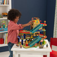 Load image into Gallery viewer, KidKraft Wash N Go Wooden Car Garage Playset, Multi