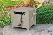 Load image into Gallery viewer, Suncast Resin Outdoor Hose Hideaway with Hose Guide - Durable Hose Storage Reel with Crank Handle and Slide Trak Hose Guide - 225' Hose Capacity - Taupe