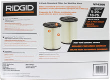 Load image into Gallery viewer, Ridgid VF4200 Genuine Replacement 1-Layer Everyday Dirt Wet/Dry Vac Filter for Ridgid 5-20 Gallon Vacuums (2 pack VF4000)