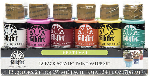 FolkArt 12 Color Paint Set (2-Ounce)