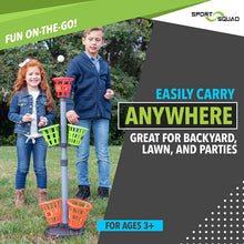Load image into Gallery viewer, Sport Squad Precision Basket Tower Toss - Bean Bag Toss Game for Adults and Kids - Indoor or Outdoor Use - Throw The Included Bean Bags and Ping Pong Balls into Bucket Targets to Score Points