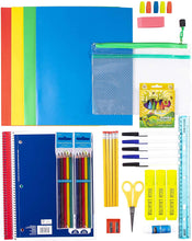 Load image into Gallery viewer, 17&quot; Assorted Backpacks with 52 Piece School Supply Kit - Bulk Case of 18 Wholesale Bookbags and Kits