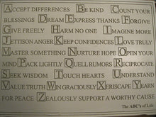Load image into Gallery viewer, ABC&#39;S Of Life Wall White Marble Plaque Large Size INSPIRATIONAL