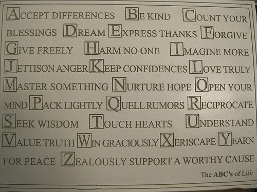 ABC'S Of Life Wall White Marble Plaque Large Size INSPIRATIONAL