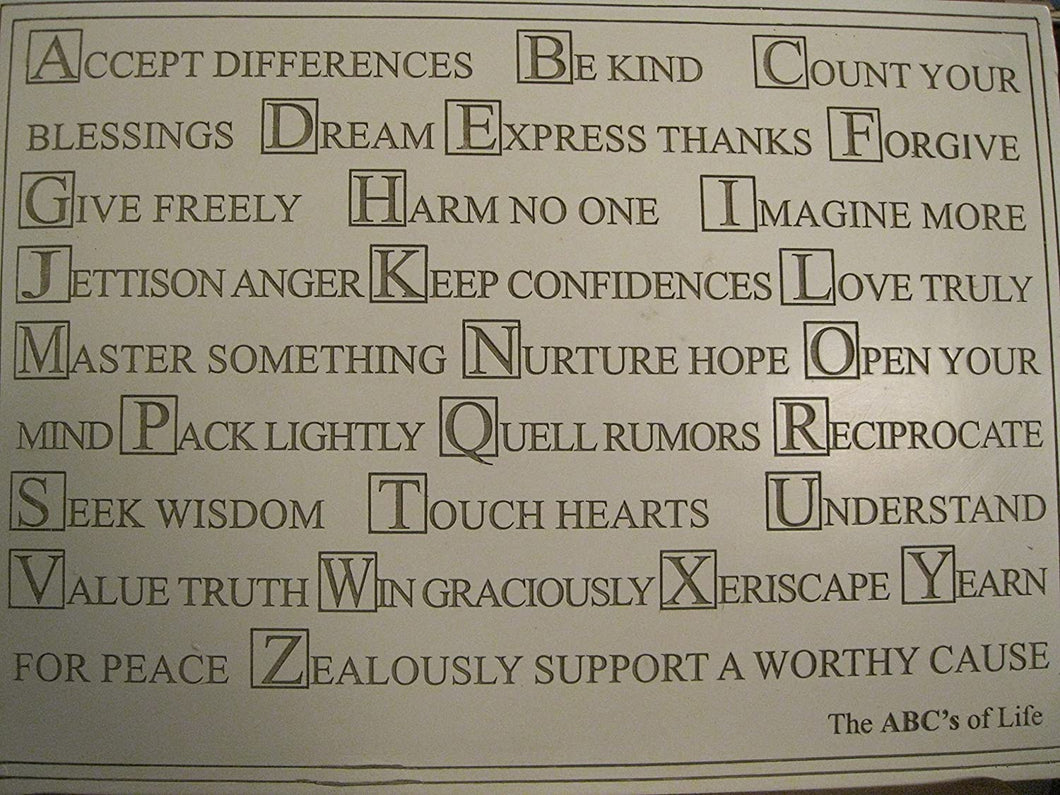 ABC'S Of Life Wall White Marble Plaque Large Size INSPIRATIONAL
