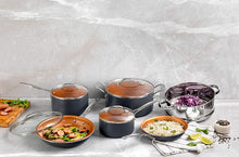 Load image into Gallery viewer, Gotham Steel Pots and Pans 10 Piece Cookware Set with Nonstick Ceramic Coating by Chef Daniel Green – Graphite, Fry, Stock Steamer Insert