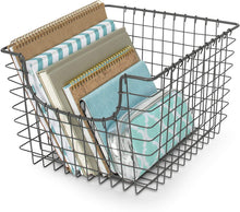 Load image into Gallery viewer, Scoop Wire Basket, Vintage-Inspired Steel Storage Solution for Kitchen, Pantry, Closet, Bathroom, Medium, Cool Gray