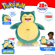 Load image into Gallery viewer, Pokemon Snooze Action Snorlax Plush, 10 Plush Toy - Features Over 20 Authentic Snorlax Sounds, with 2 Modes of Play: Asleep &amp; Awake, Plus Vibrating Belly - Eats Pecha Berry (Included)