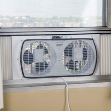 Load image into Gallery viewer, Comfort Zone CZ319WT 9-inch Twin Window Fan with Manual Reversible Airflow Control, Auto-Locking Expanders and 2-Speed Fan Switch