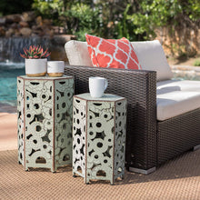 Load image into Gallery viewer, Wayne Outdoor Iron Accent Tables, Set of 2, Antique Green by Jur_Global