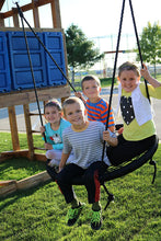 Load image into Gallery viewer, M &amp; M Sales Enterprises MM00124Web Riderz Outdoor Swing N' Spin- Safety Rated to 600 lb, 39 inch Diameter, Adjustable Hanging Ropes, Ready to Hang and Enjoy as a Family, Black