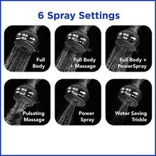 Load image into Gallery viewer, Waterpik High Pressure Flexible Neck Best Adjustable Shower Head for All Heights Chrome 6 Mode NML-603, 2.5 GPM