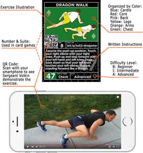 Load image into Gallery viewer, Stack 52 Bodyweight Exercise Cards: Workout Playing Card Game. Designed by a Military Fitness Expert. Video Instructions Included. No Equipment Needed. Burn Fat Build Muscle.