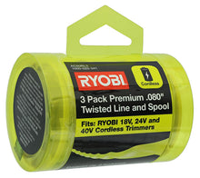Load image into Gallery viewer, Ryobi One PLUS+ AC80RL3 OEM .080 Inch Twisted Line and Spool Replacement for Ryobi 18v, 24v, and 40v Cordless Trimmers (3 Pack)